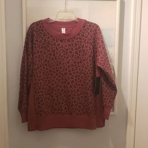 New 90 Degree By Reflex Leopard Print Sweater - Burgundy